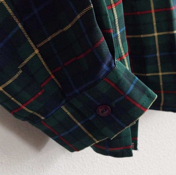 Pendleton Multicolor Plaid 100% Silk Long Sleeve Button Front Blouse - Picture 6 of 7